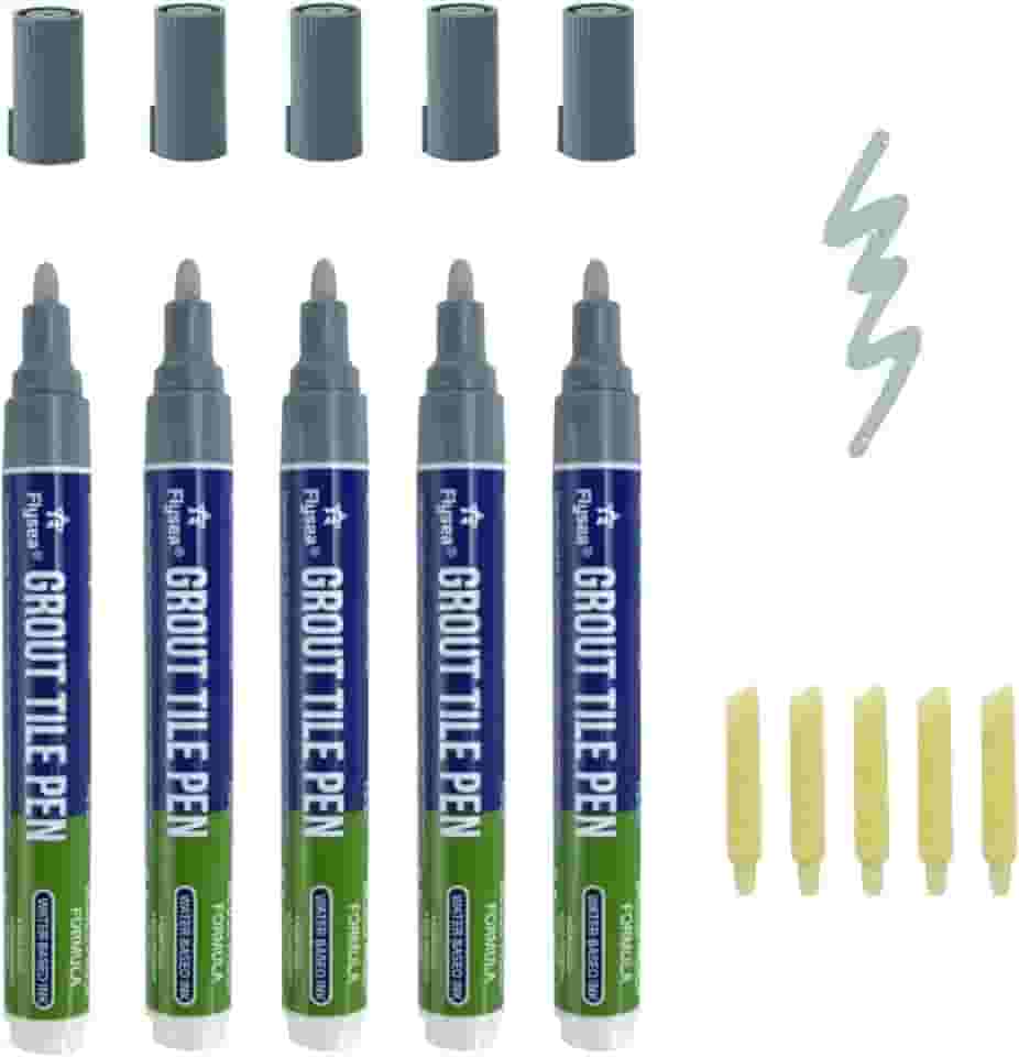 5 Peças de Caneta de Rejunte para Azulejos, Caneta de Reparo Doméstico, Marcadores de Tinta para Azulejos, Piso, Parede, Banheiro, Cozinha, Ferramentas de Reparo (Cinza Claro)