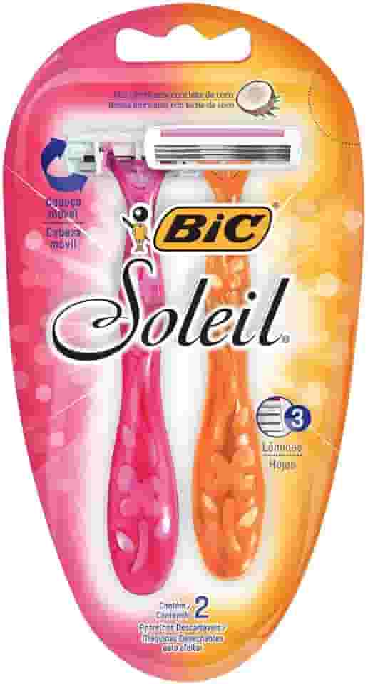 BIC Aparelho De Depilar Soleil Rosa E Laranja 2 Unidades 929994 Dupla Fita Lubrificante Com Leite De Coco