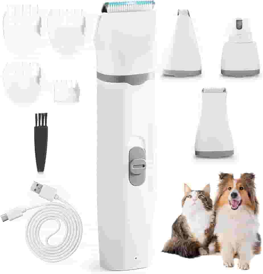 Kit Máquina De Tosa Pets Gato Cachorro Tosador Profissional 4 em 1 máquina de tosa pet Kit Silenciosa Aparador com Lâminas Precisas e com Altura Ajustável Recarregável Maquininha para cães e gatos