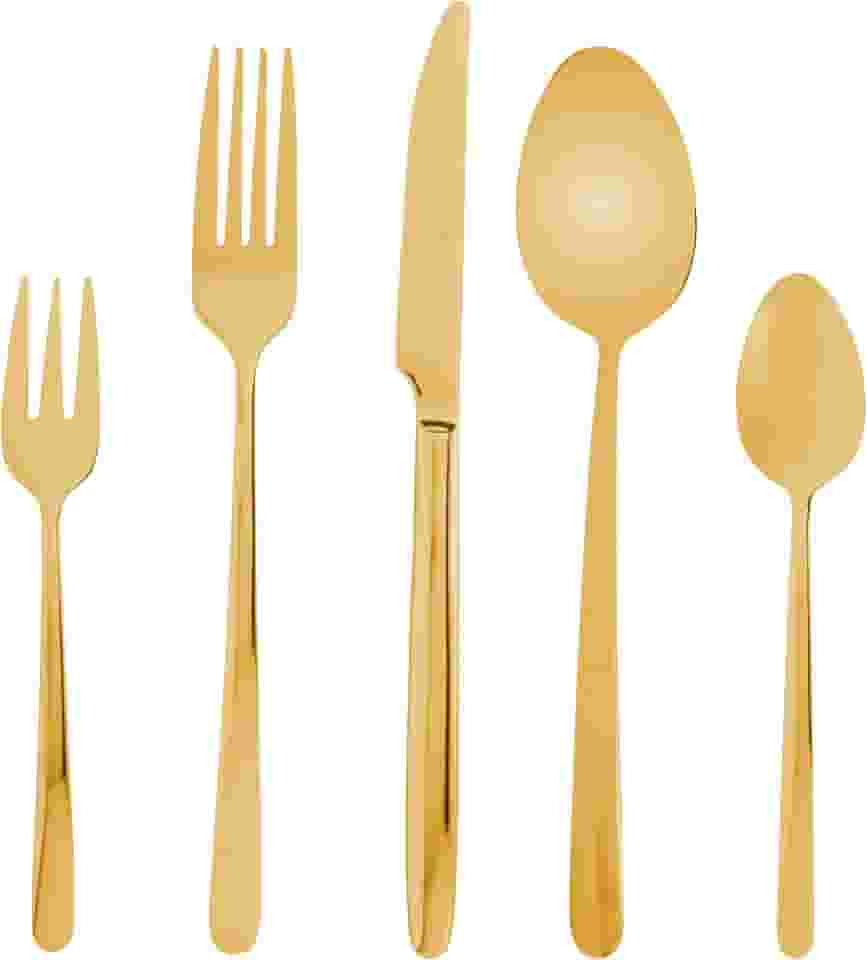 WOLFF Faqueiro de Aço Inox Viena Dourado 30 Peças Com Caixa Litografada - Jogos de Talheres - Mesa Posta - Utensílios de Cozinha, Enxoval, Casamento, Decoração