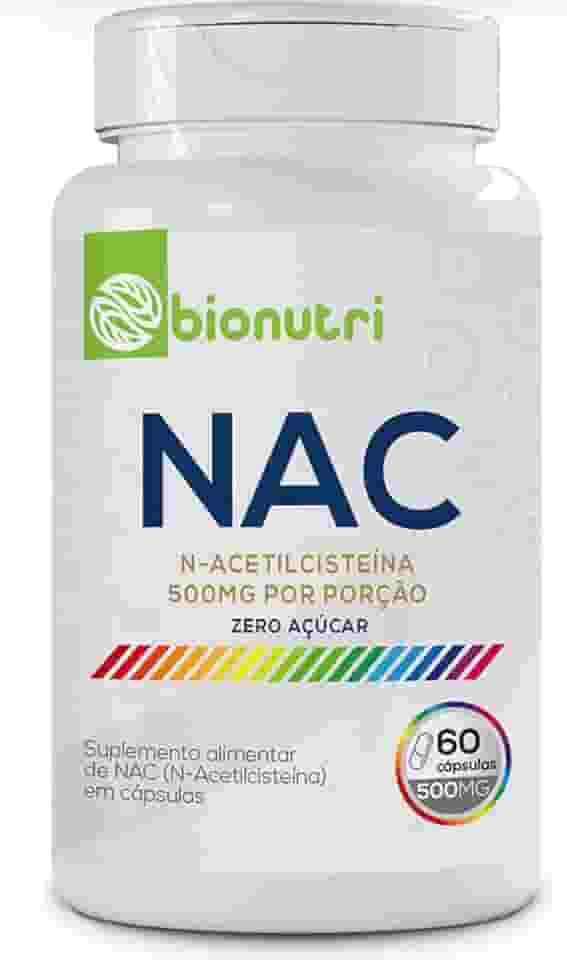 NAC N-Acetilcisteina Premium 500mg, 60 Cápsulas, Suplemento Alimentar Sem Açúcar