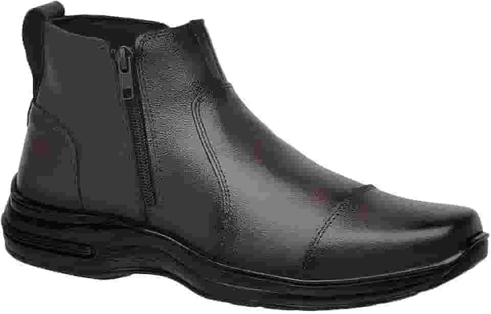 Botina Masculina Couro Legítimo Conforto com Zíper 7030