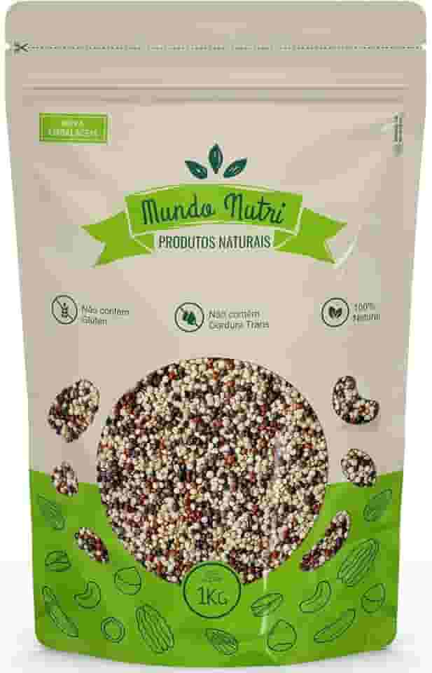 1kg Mix De Quinoa Branca, Preta e Vermelha Grãos Mundo Nutri