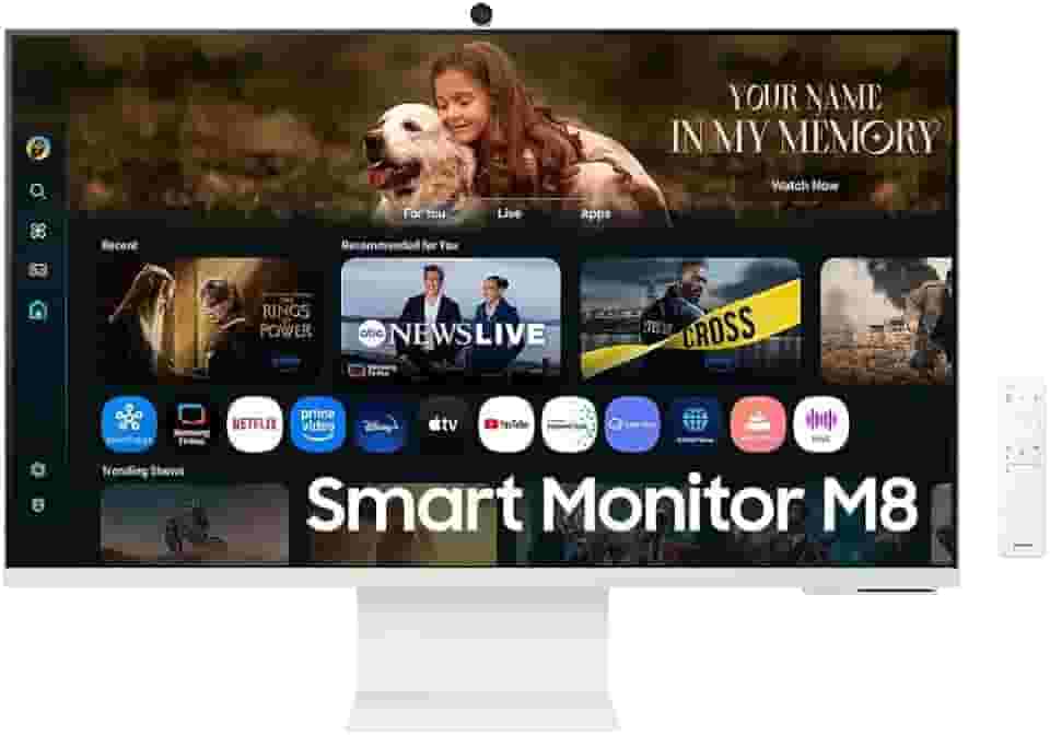 Smart Monitor Samsung M8 32", UHD, Plataforma Tizen™, Tap View, USB-c (65W), USB Hub, HDMI, Bluetooth, HAS, Alexa, Branco, 2025