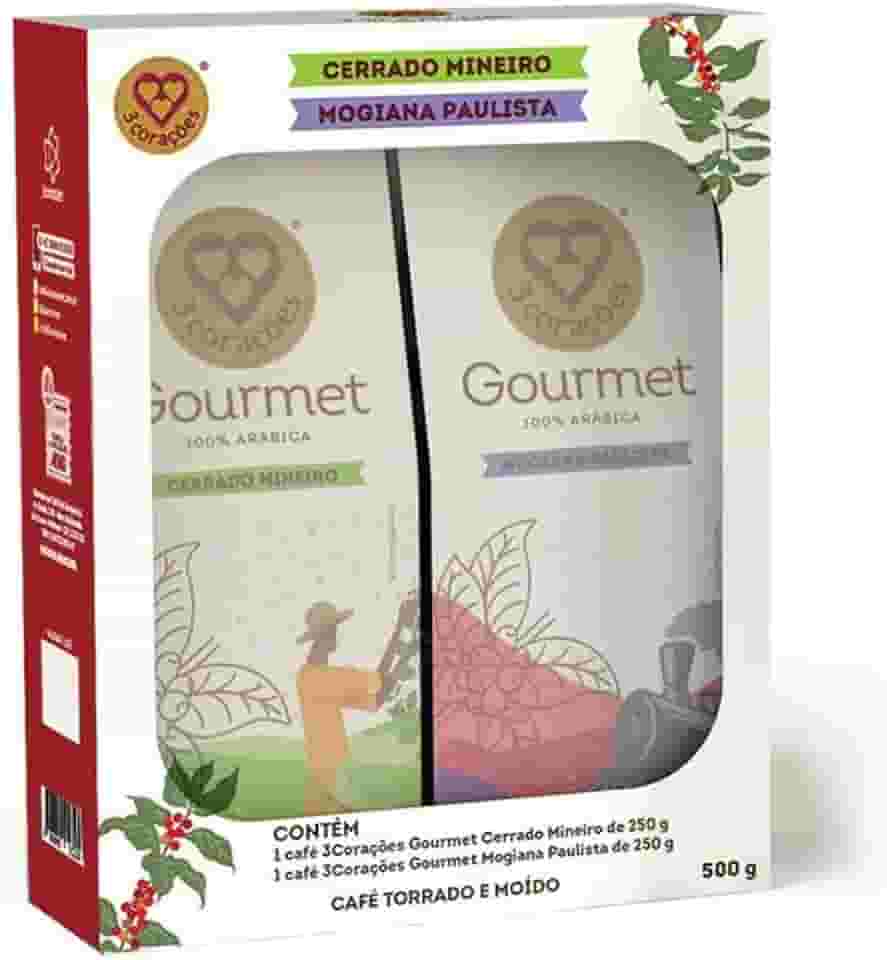 3 Corações Kit Café Gourmet Torrado e moído - Cerrado Mineiro e Mogiana Paulista, 2x250g