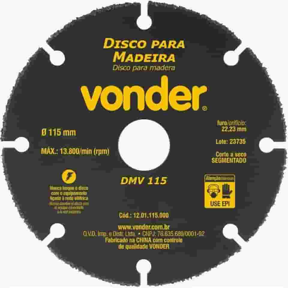 Vonder, Disco De Corte Para Madeira, 115 Mm, Dmv 115.