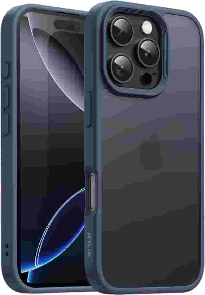JETech Capa Matte para iPhone 16 Pro Max 6,9 Polegadas, Case Proteção Contra Quedas de Nível Militar à Prova de Choque, Traseira Translúcida Fosca, Anti-Impressão Digital (Azul Tempestade)