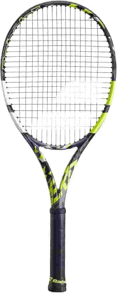 Babolat Raquete de tênis Pure Aero (7ª geração) amarrada com intestino sintético em tensão média