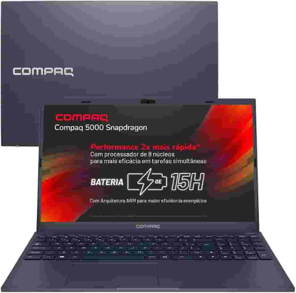 Notebook Compaq Presario 5112 Snapdragon™ 7C 4GB 128GB UFS 15,6”, 15H de Bateria, Windows 11, Azul Escuro - 2 ANOS DE GARANTIA DE FÁBRICA
