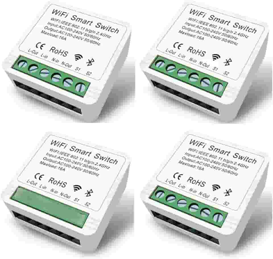 Kit 4 Mini Interruptor Inteligente Smart Switch 16A Wifi Automação Residencial Alexa Google Compativel com Smart Life e Tuya