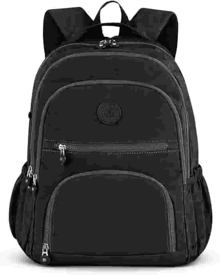 Mochila Grande 30L Nylon Impermeável Feminina Masculina Escolar Juvenil Notebook 15" — Mochila Preta Resistente com Múltiplos Bolsos, Leve, Casual e Reforçada para Escola e Viagens