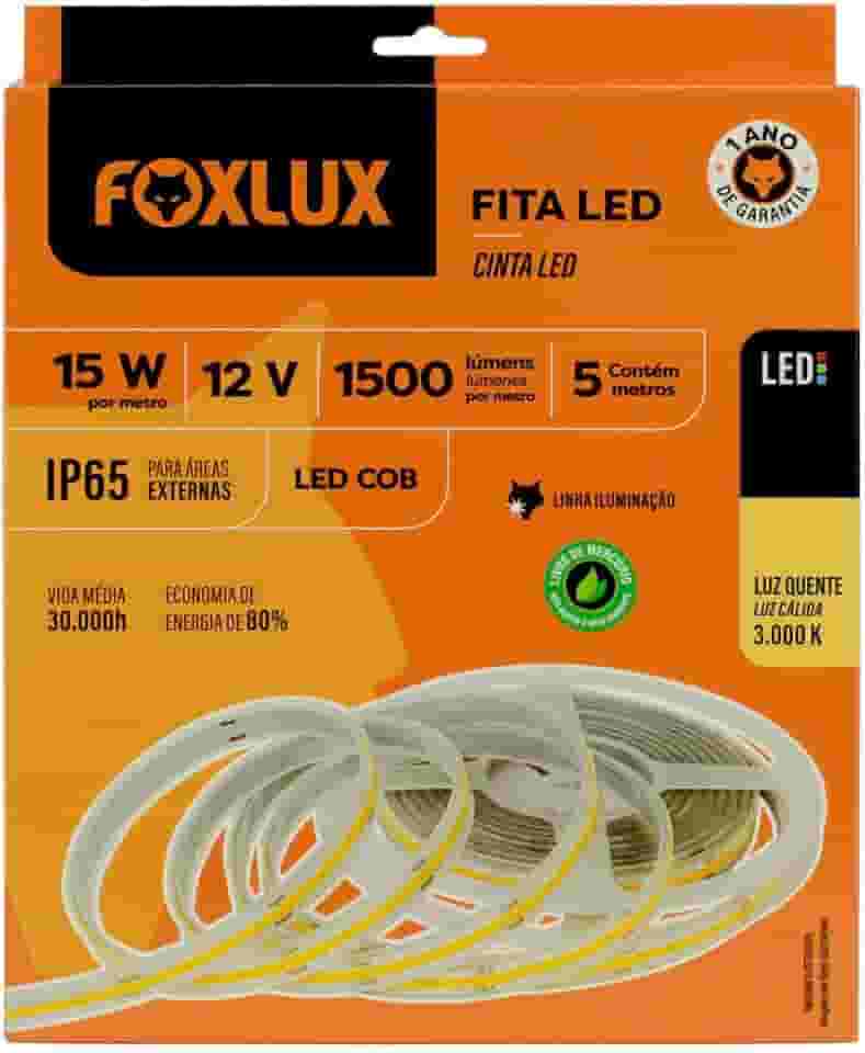 Fita LED Foxlux – COB - 15W – 12V – 3000K – 5m – LP65