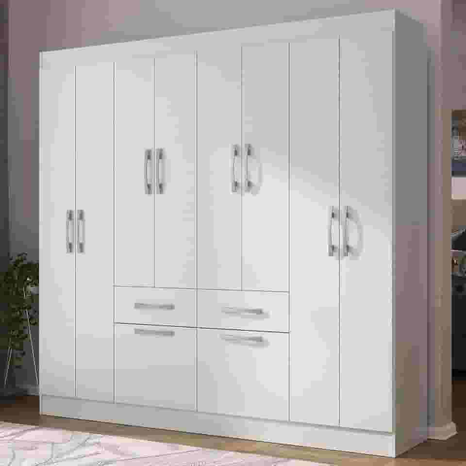 Guarda-roupa Casal 8 Portas 2 Gavetas 2 Basculante Rubi Yescasa Branco