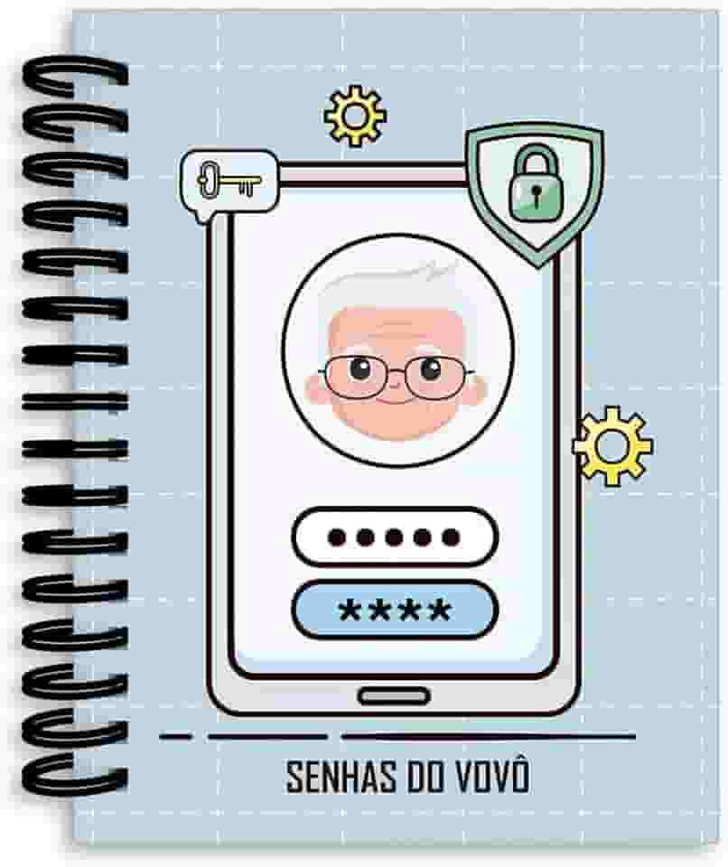 Caderno de Senha Vovó e Vovô Tamanho A5 (Vovô, Azul)