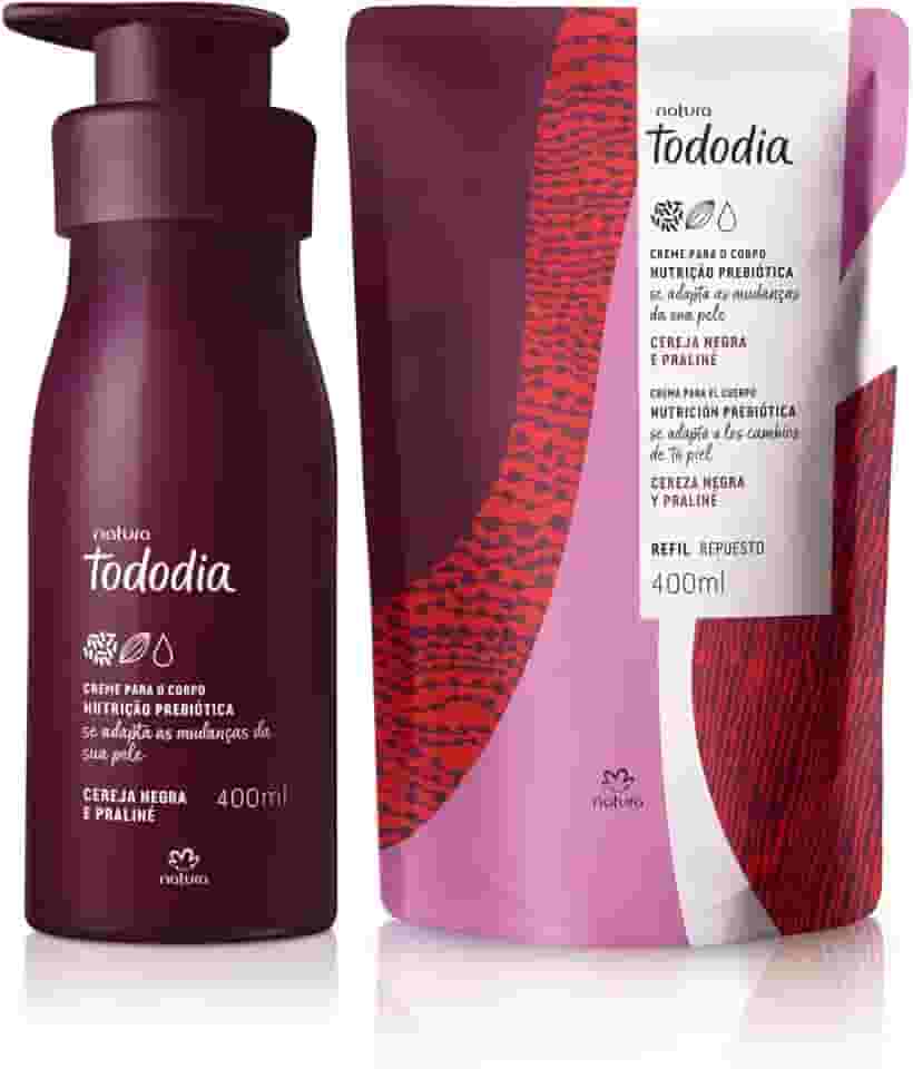 Kit Natura Tododia Hidratante Corporal Cereja Negra e Praliné 400 ml + Refil 400ml