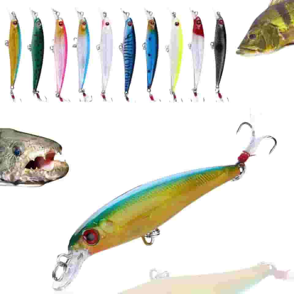 Kit 10 Iscas Artificiais para Pesca, 9cm, 8g, Holográficas 3D, Múltiplas Cores