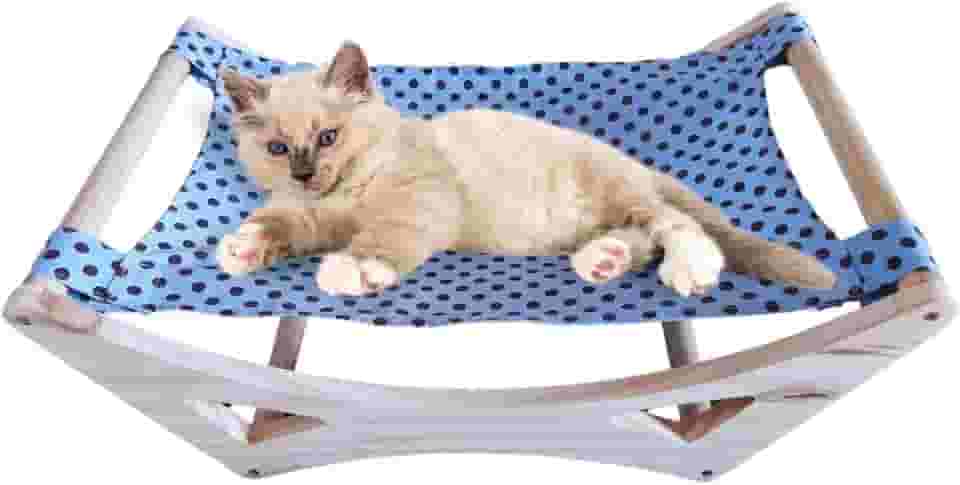 Cama Rede Suspensa Azul para Gatos: Conforto e Estilo em um Produto Pet Feito com Madeira de Qualidade