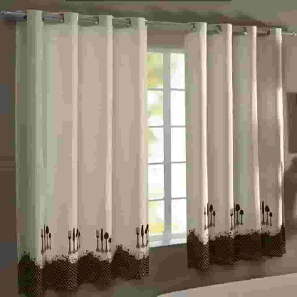 Kit Cortina de Cozinha Para Varão de até 35mm com Ilhos Promocão tamanho 3,00 X 1,50 Ideal paraVitros de 2 metros