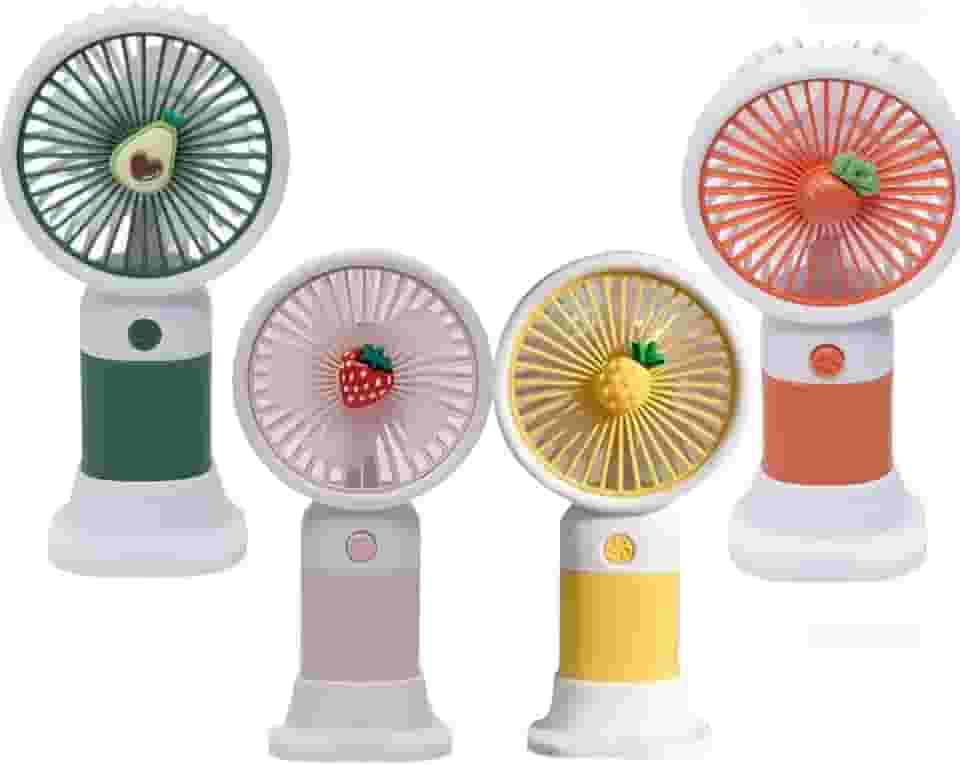 Mini Ventilador Portátil Carregamento USB Frutas Potente Vários Estilos de Cores Refrigeração Verão Bonito Desenhos animados Moderno Com Apoio para Celular