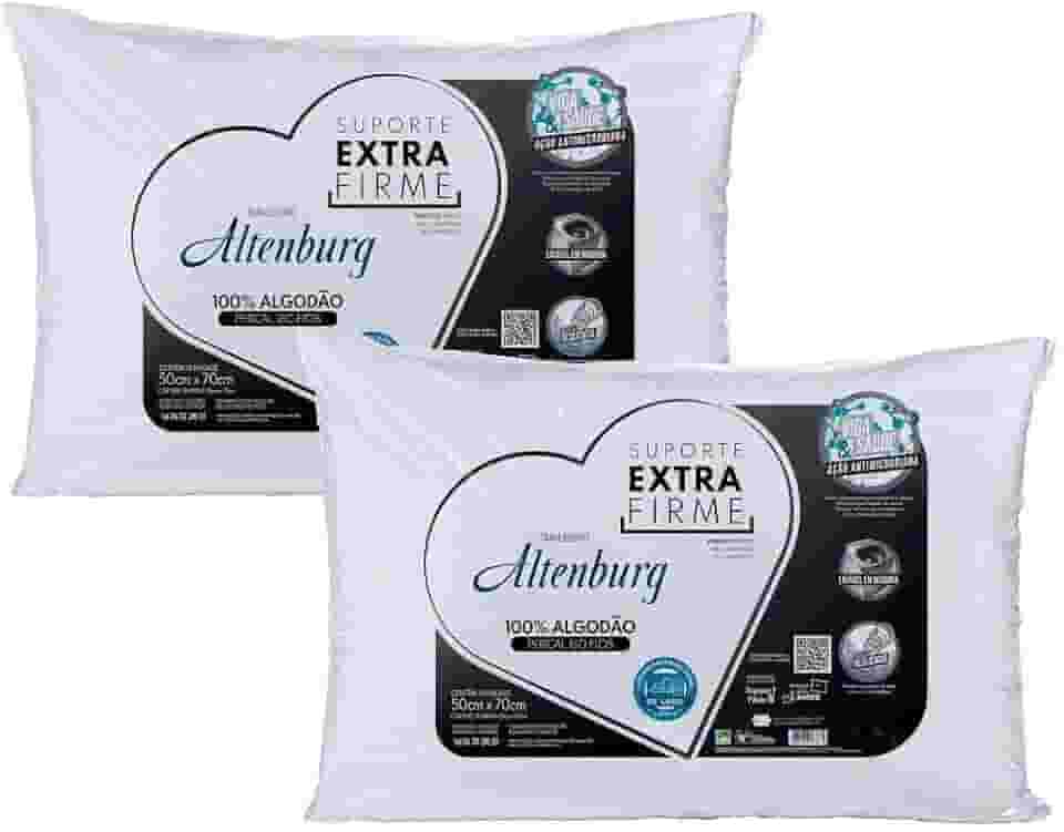 Kit 02 Travesseiros Altenburg Suporte Extra Firme 0,50x0,70m 180 Fios