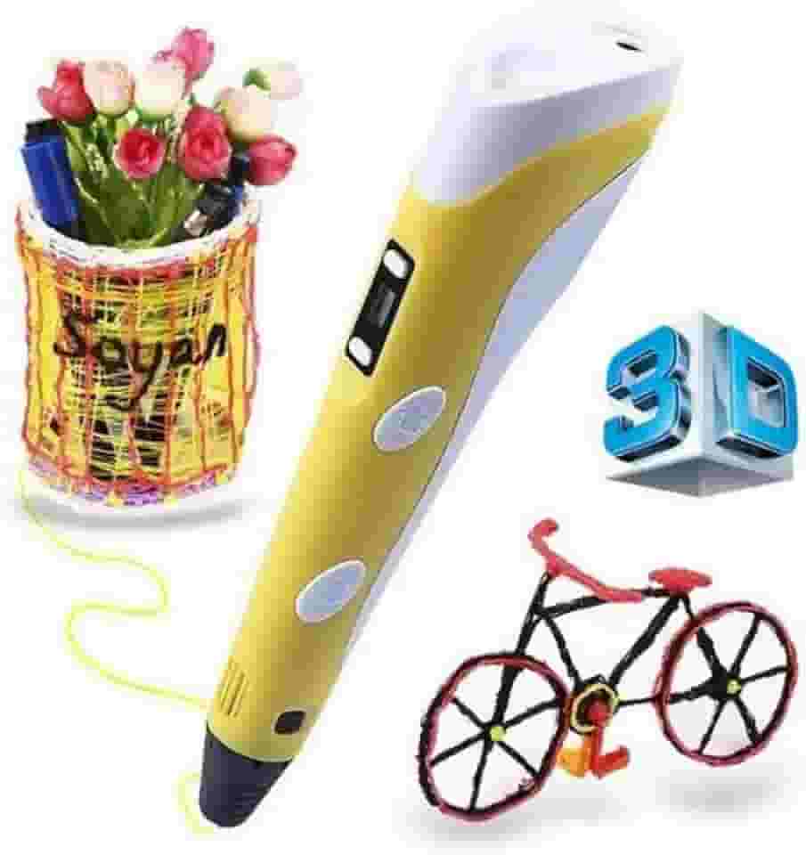 Caneta Impressora 3D Drawing Desenho Display Bivolt amarelo