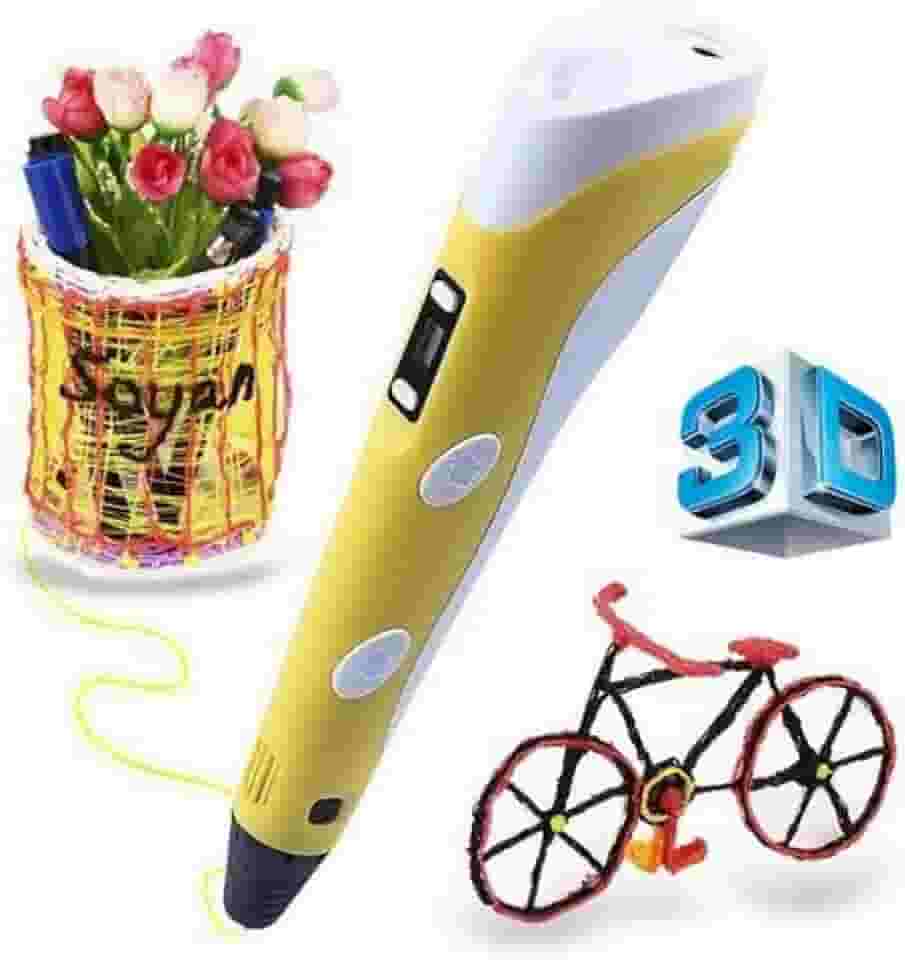 Caneta Impressora 3D Drawing Desenho Display Bivolt amarelo