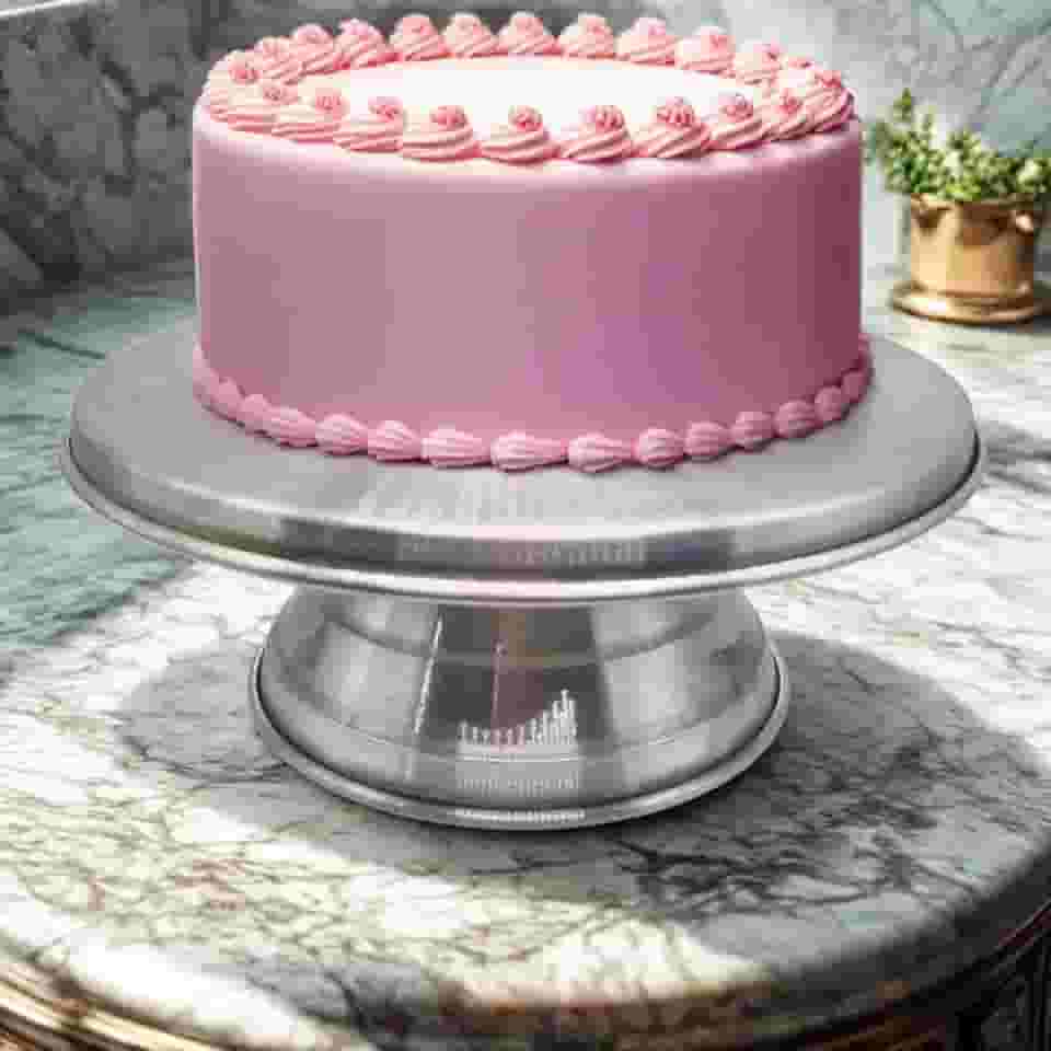 Suporte Bailarina para Bolo Nº 30 Polido – Base Giratória Profissional para Decoração de Bolos e Confeitaria