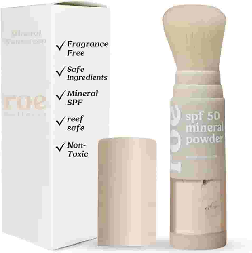 Roe Wellness - Pincel infantil FPS 50 em pó protetor solar mineral, adequado para recifes, fácil de aplicar para crianças, bebês e pais