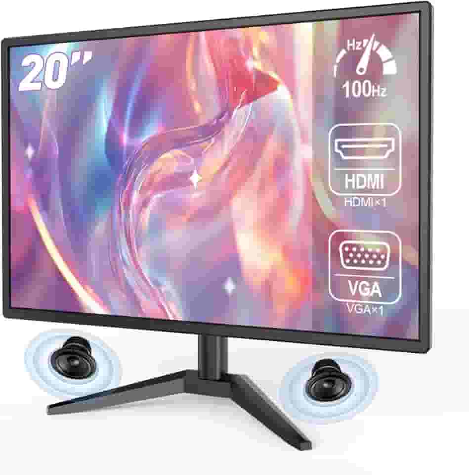 Monitor 20 Polegadas, HD v, Taxa de Atualização 75Hz, Alto-falantes Integrados, Tempo de Resposta 5ms, Conexões HDMI/VGA, Preto
