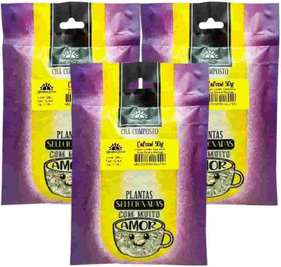 Kampo de Ervas, Kit 3 Chá Misto Cafuné Melissa Camomila Capim L Erva Doce 50