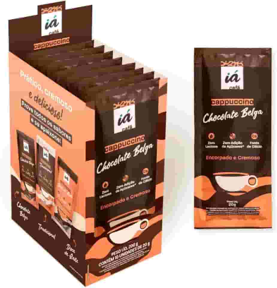 iá Cappuccino Cremoso sabor Chocolate Belga | Zero Lactose | Zero Adição de Açúcares | Caixa com 10 sachês