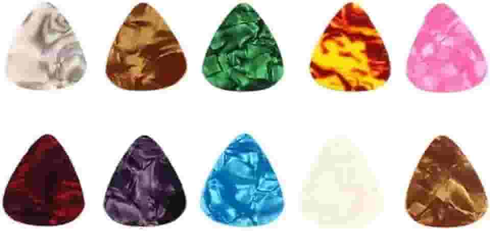 10 Palhetas de Guitarra e Ukulele de Celuloide Multicoloridas de 0,46 mm