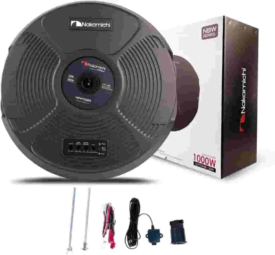Auto Falante Subwoofer 1000w Nakamichi Amplificado Encaixe Estepe 11 Polegadas NBW1150A Cor Preto Som Forte e Robusto