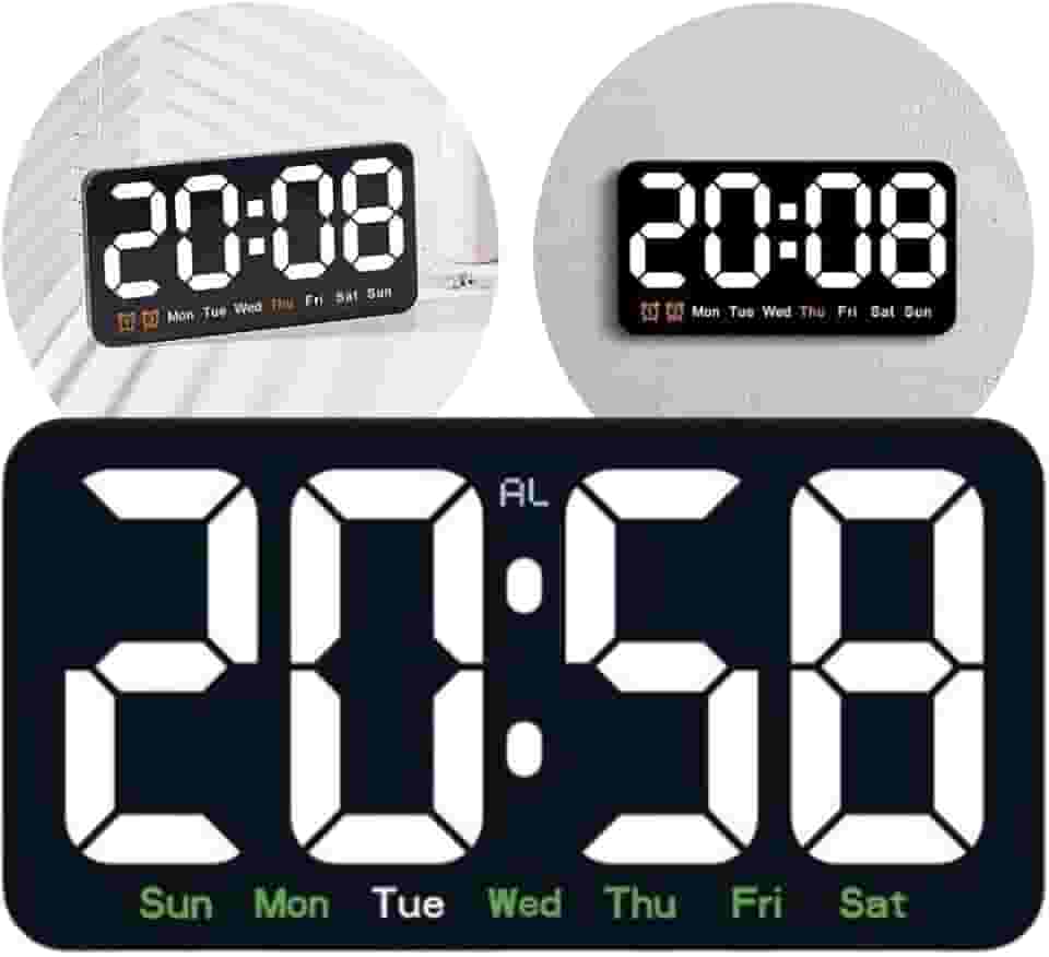 Relógio Digital para Mesa ou Parede - Display de Luz LED, Hora e Dia da Semana, Ideal para Casa, Escritório,Academia, Clínica, Estúdio, Galpão, Recepção e Uso Comercial(Led Branco)