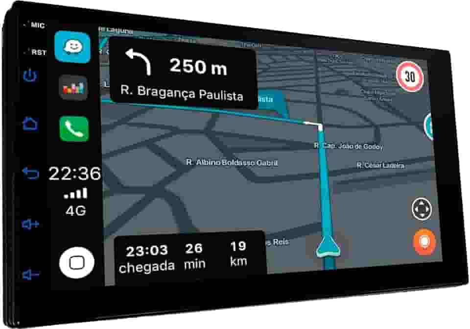 Central Multimídia Android 7pol Roadstar CarPlay AndroidAuto Rádio FM Espelha Full Touch GPS BT 32/2 GB Wi-Fi- RS815BR