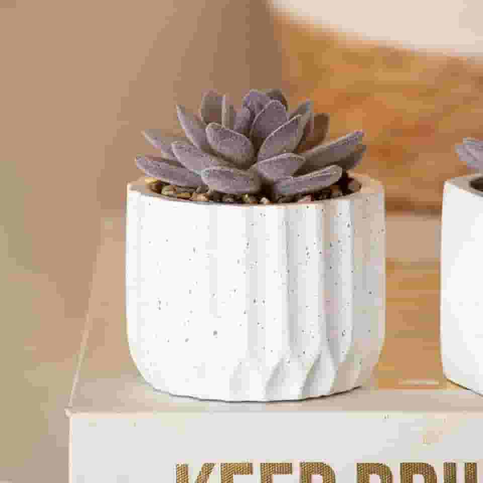 Vaso de Suculenta Artificial Decorativo Cimento 7,5X11,3CM Lavabo Banheiro Escritório