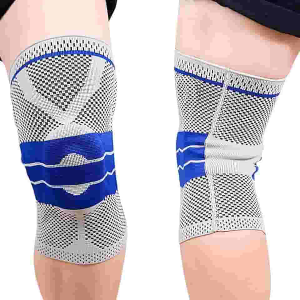 Joelheira de Compressão com Strap, Suporte para Academia, Musculação, Corrida, Jiu Jitsu e Esportes, Tamanho (Médio)