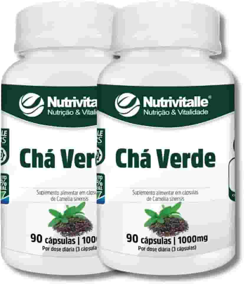 Chá Verde Capsula 1000mg 90 Cápsulas Nutrivitalle 2 Potes