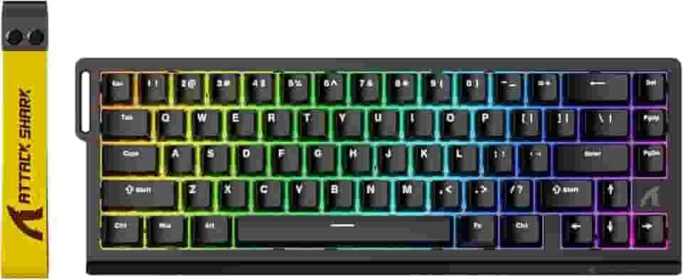 ATTACK SHARK X68HE Teclado mecânico para jogos Rapid Trigger 60% com fio TKL com atuação ajustável, interruptor magnético de efeito Hall,taxa de pesquisa de 8 KHz,RGB,montagem superior,PC Mac(Preto)