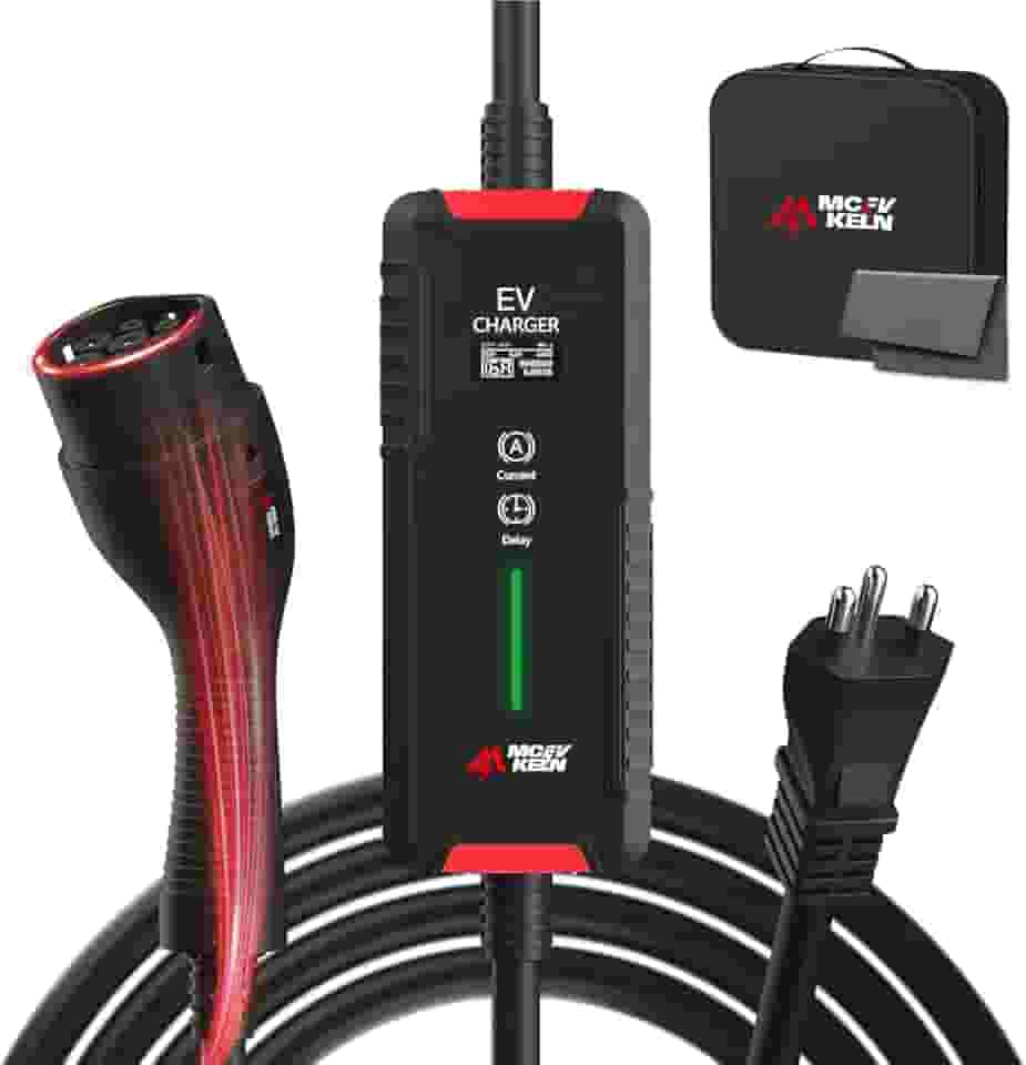 MCEVKELN Carregador para Carro Elétrico Portátil, 3,5KW 16A 85-264V Type 2, Cabo de 5M,Carregador EV Tipo 2 para Carros Elétricos e Híbridos,Uso interno/externo,IEC62196-2 (3.5KW-16A-13A-10A-8A-6A)