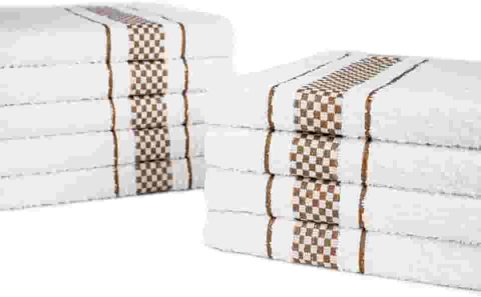 Kit 10 Pano de Prato Atoalhado Para Cozinha Felpudo Malta 45x70cm 370g/m² 100% Algodão - Marrom