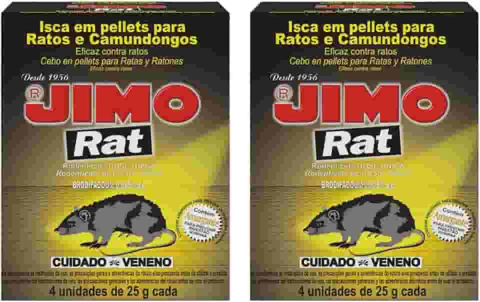 Kit com 2 Jimo Rat Raticida Iscas para Ratos e Camundongos 4X25g Mata Rato Camundongo