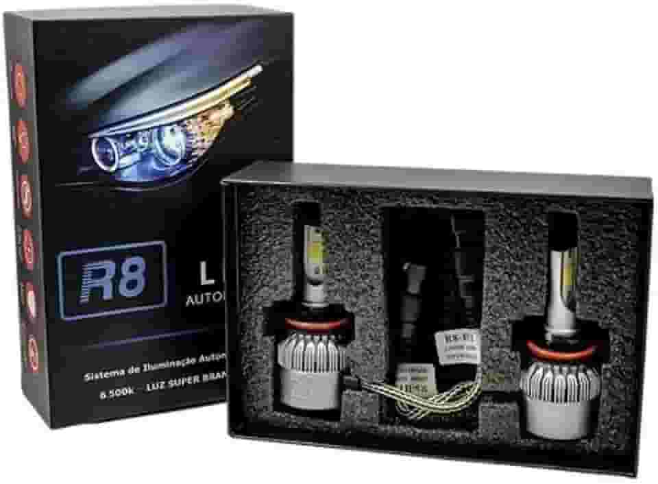 Kit Lâmpada Super LED R8 HEADLIGHT H7 Branca 6500K 3000 Lumens JR8 - JH0R8H7