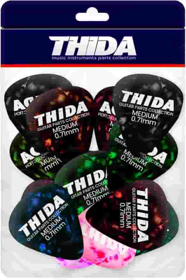 Kit Com 12 Palhetas Medium Celuloide Cores Variadas 0.71mm