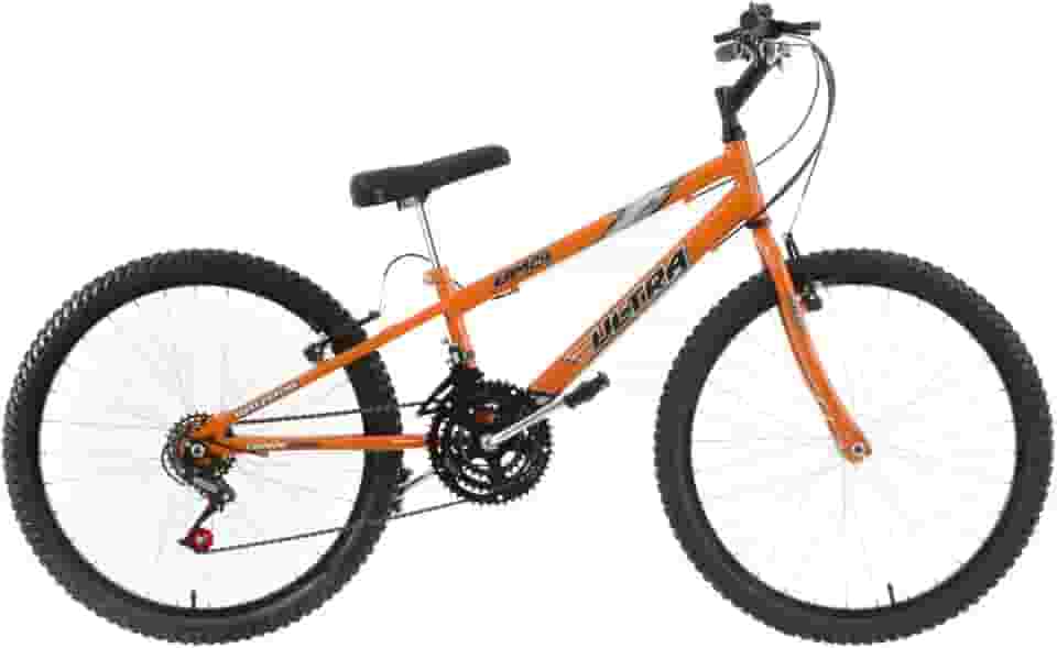 Bicicleta de Passeio Ultra Bikes Esporte Rebaixada Aro 24 Reforçada Freio V-Brake – 18 Marchas Laranja