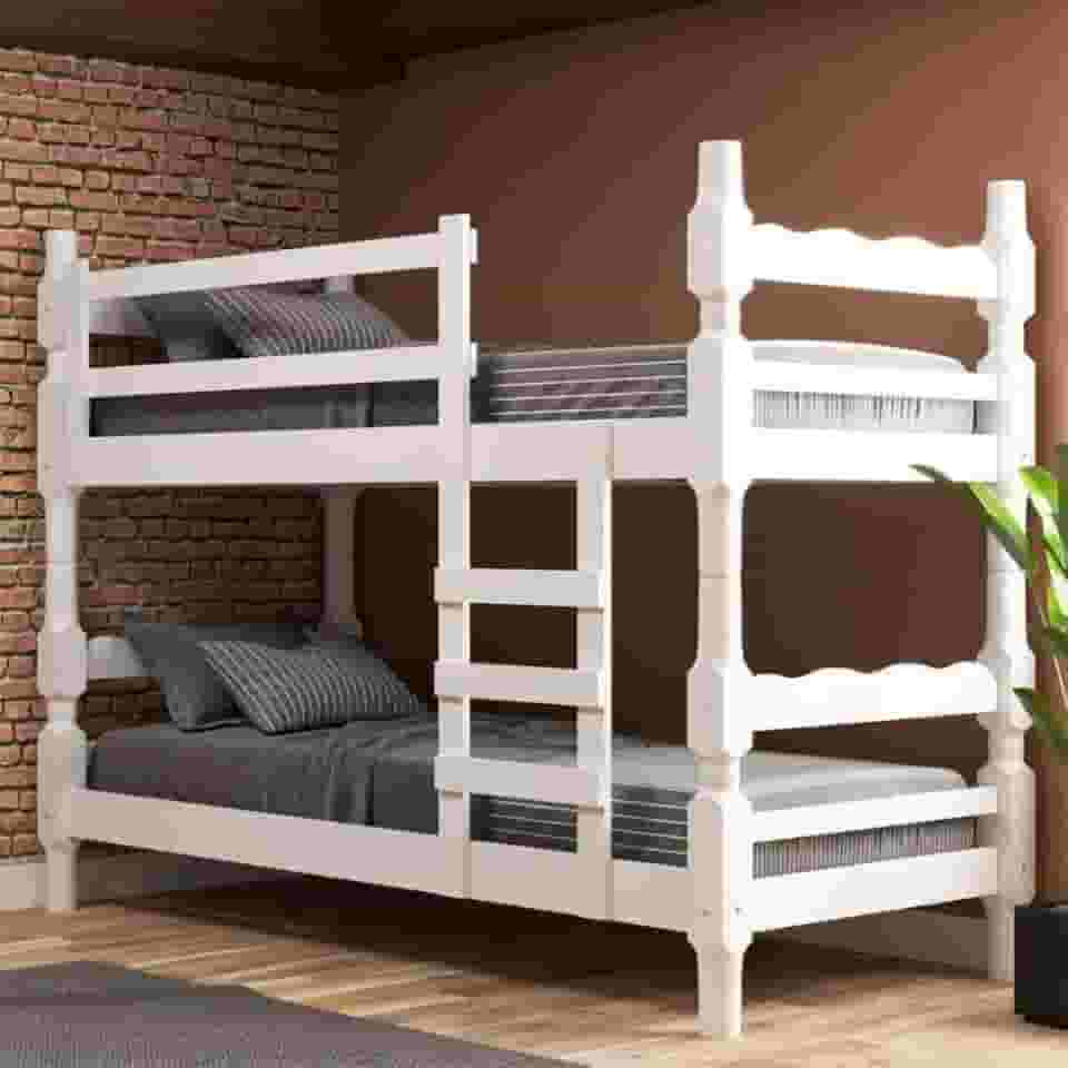 Beliche Madeira Maciça - vira 2 Camas - para Colchão 78/88 x 188cm Porto Multimóveis Vcr4138 Branco