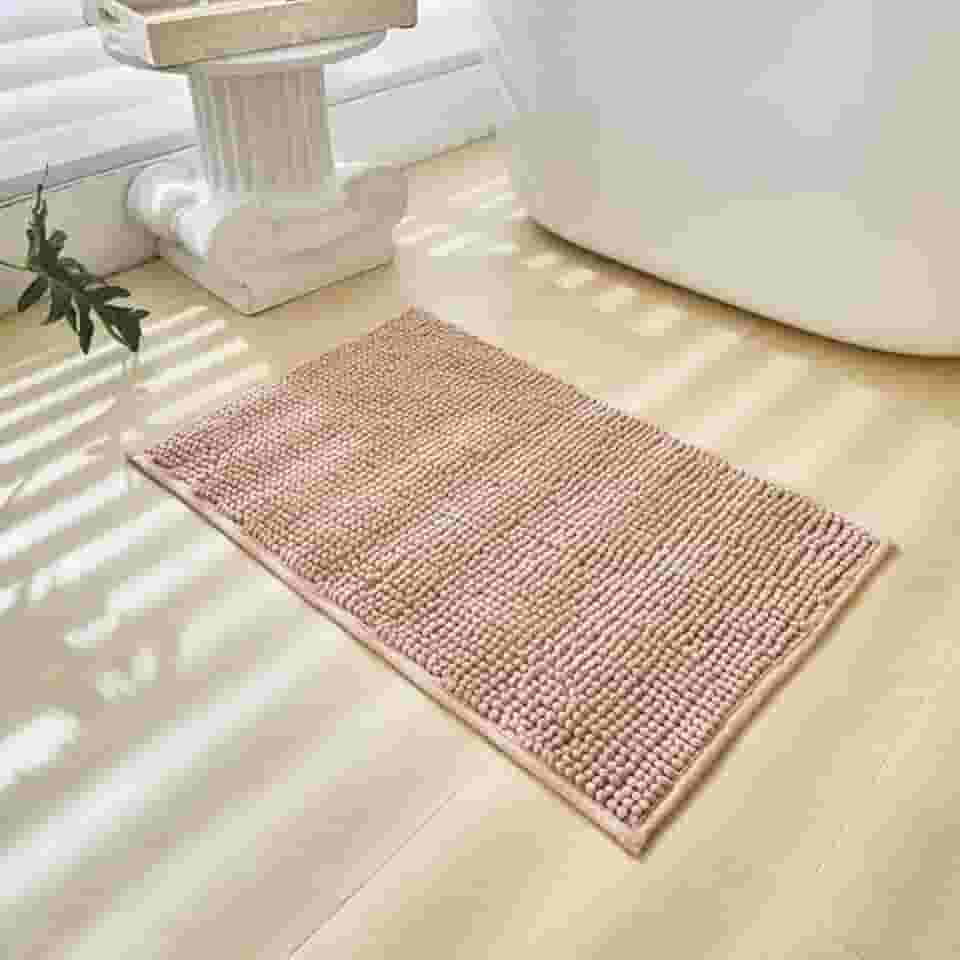 Kit 2 Tapetes Banheiro Bolinha Antiderrapante 38x58cm (Nude)