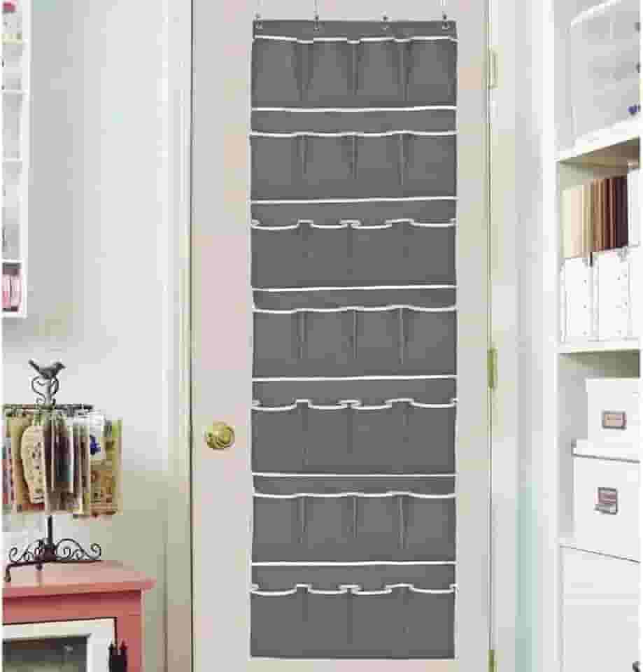 Sapateira Vertical Organizadora De Sapatos Porta Tênis Multiuso 28 Divisórias 14 Pares Estante Prateleira Pendurar Calçados (Cinza)