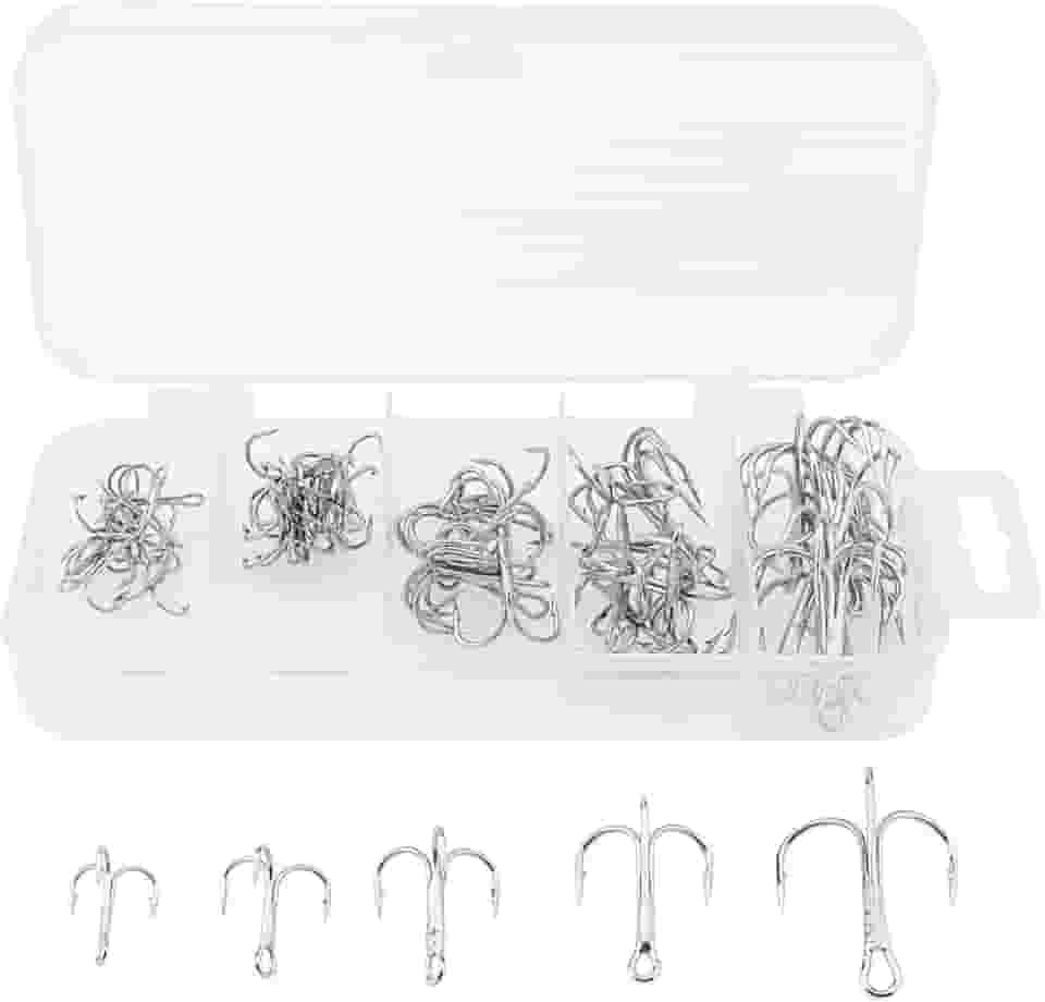 Kit de 50 ganchos de pescaria, anzóis agudos de aço de alto carbono forte e afiado curvado 2# 4# 6# 8# 10# para água doce e salgada