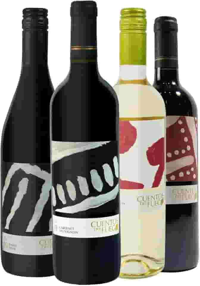 Kit 4 Vinhos Chilenos Pinot Noir Carmenere Cabernet e Sauvignon Blanc Cuentos Del Fuego